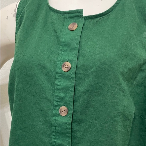 J. Crew Linen Blend Green Button-Up Top, Sz XL - Picture 4 of 6